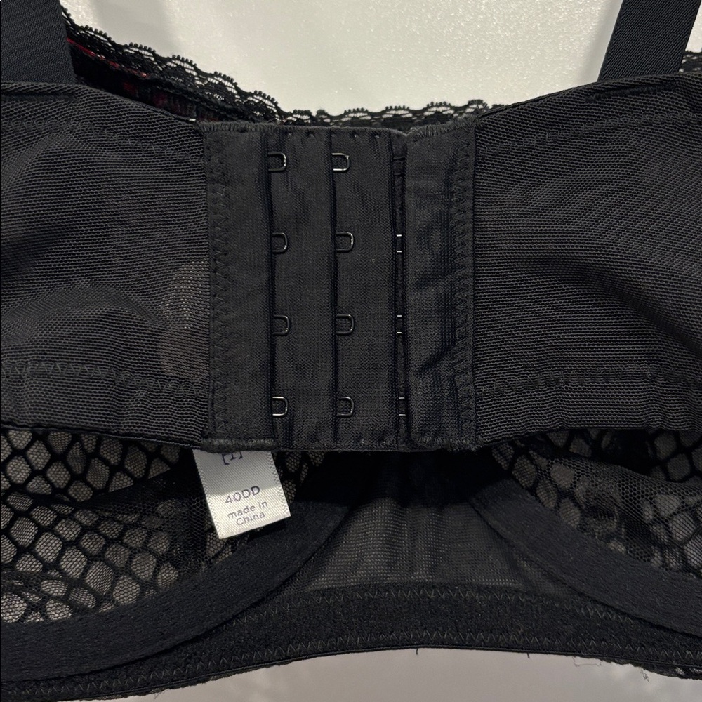 40DD Cacique Unlined Balconette Bra Bow Red Thick Adjustable Sexy Underwire - Picture 6 of 14